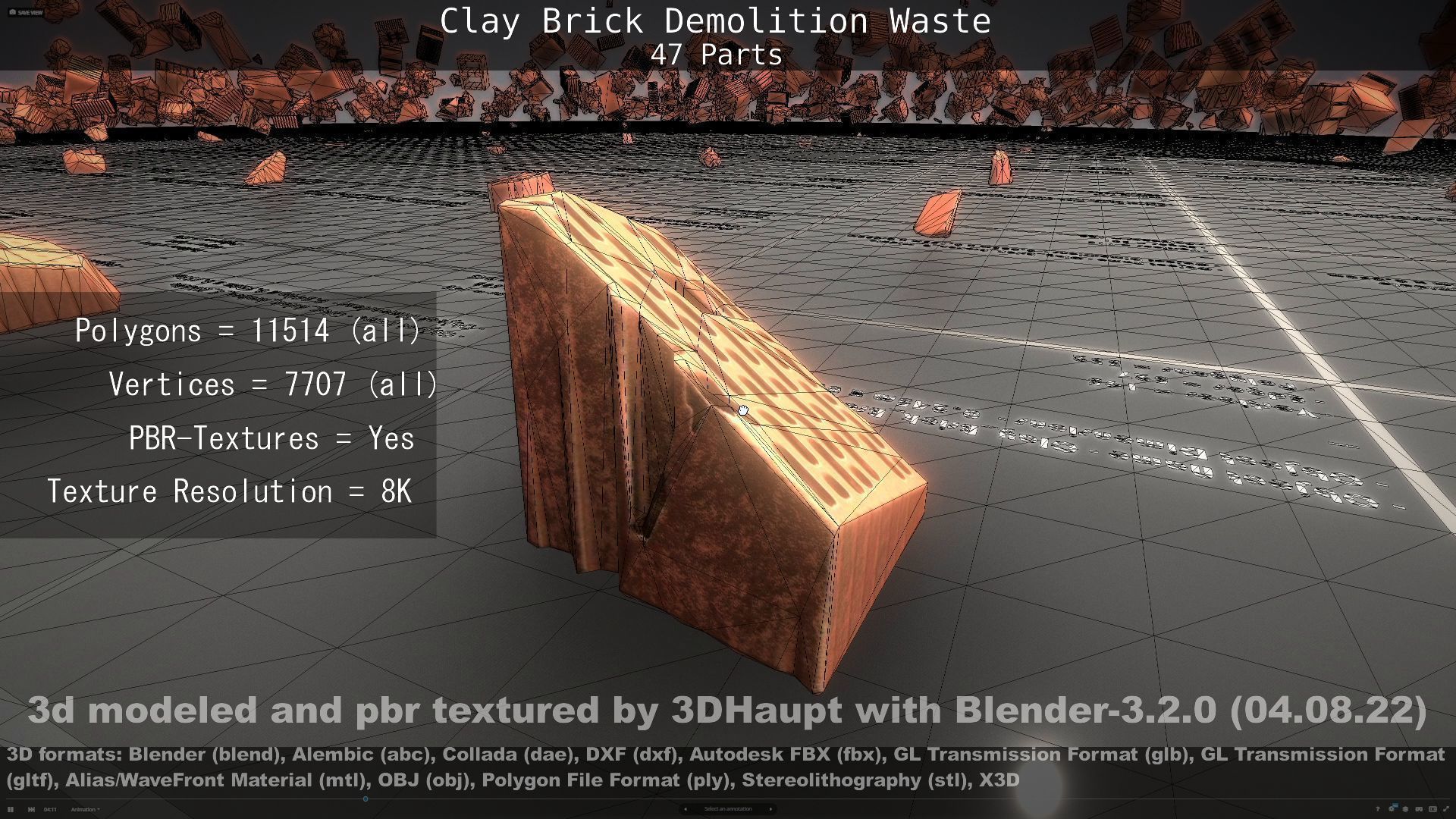 Clay Brick Demolition Waste Low-poly 3D model_106