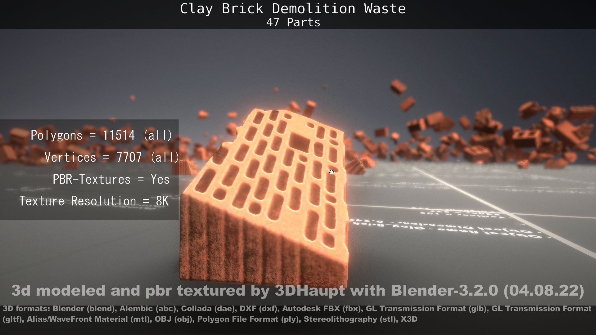 Clay Brick Demolition Waste Low-poly 3D model_103
