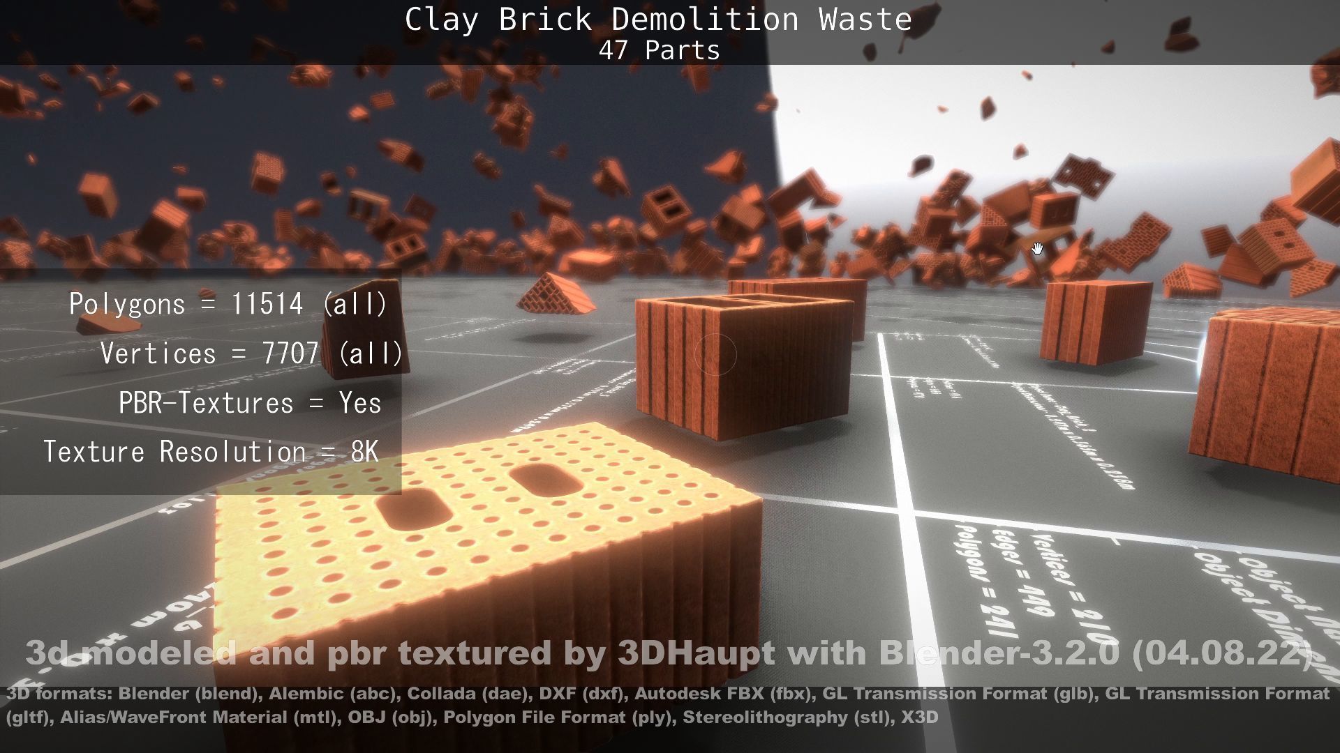 Clay Brick Demolition Waste Low-poly 3D model_102