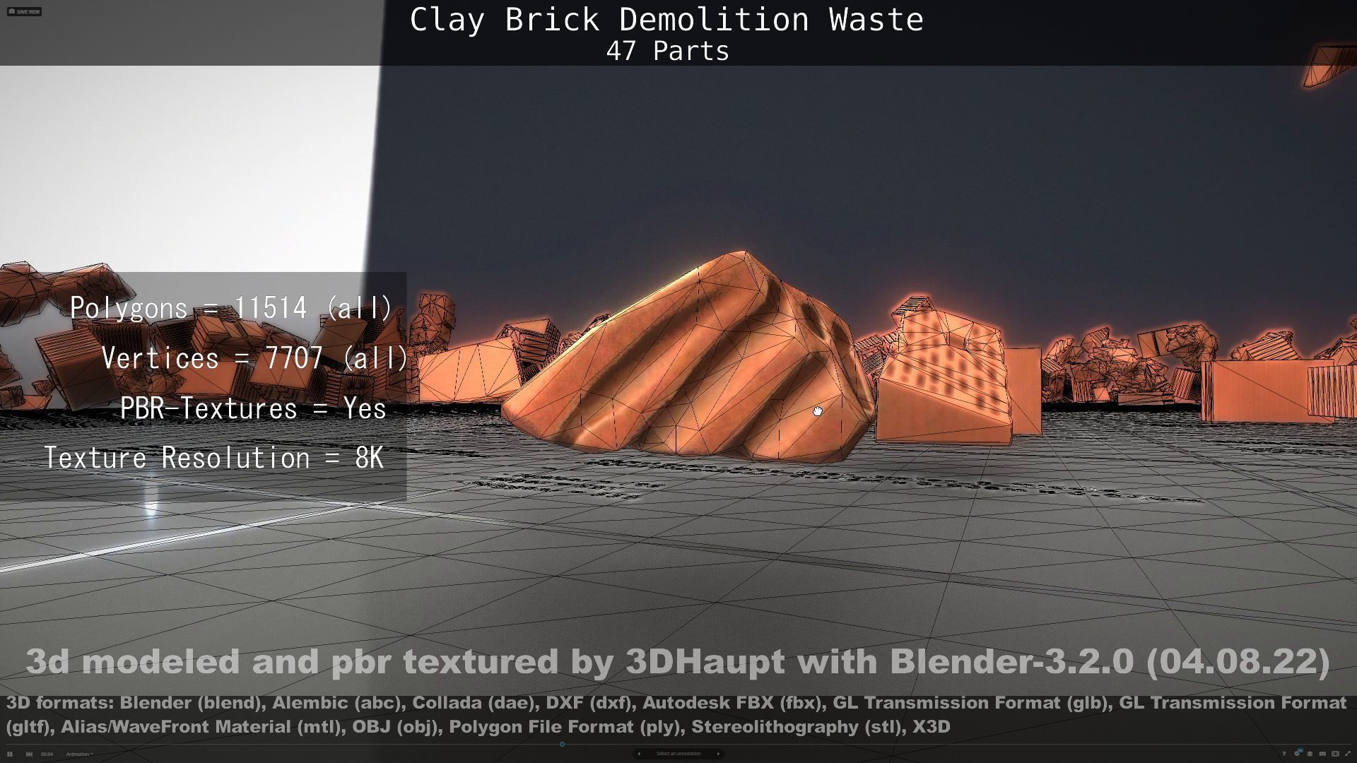 Clay Brick Demolition Waste Low-poly 3D model_115