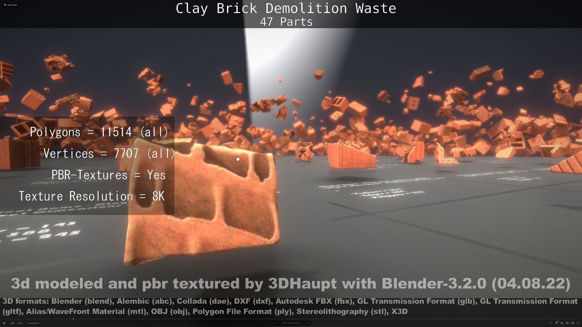 Clay Brick Demolition Waste Low-poly 3D model_50