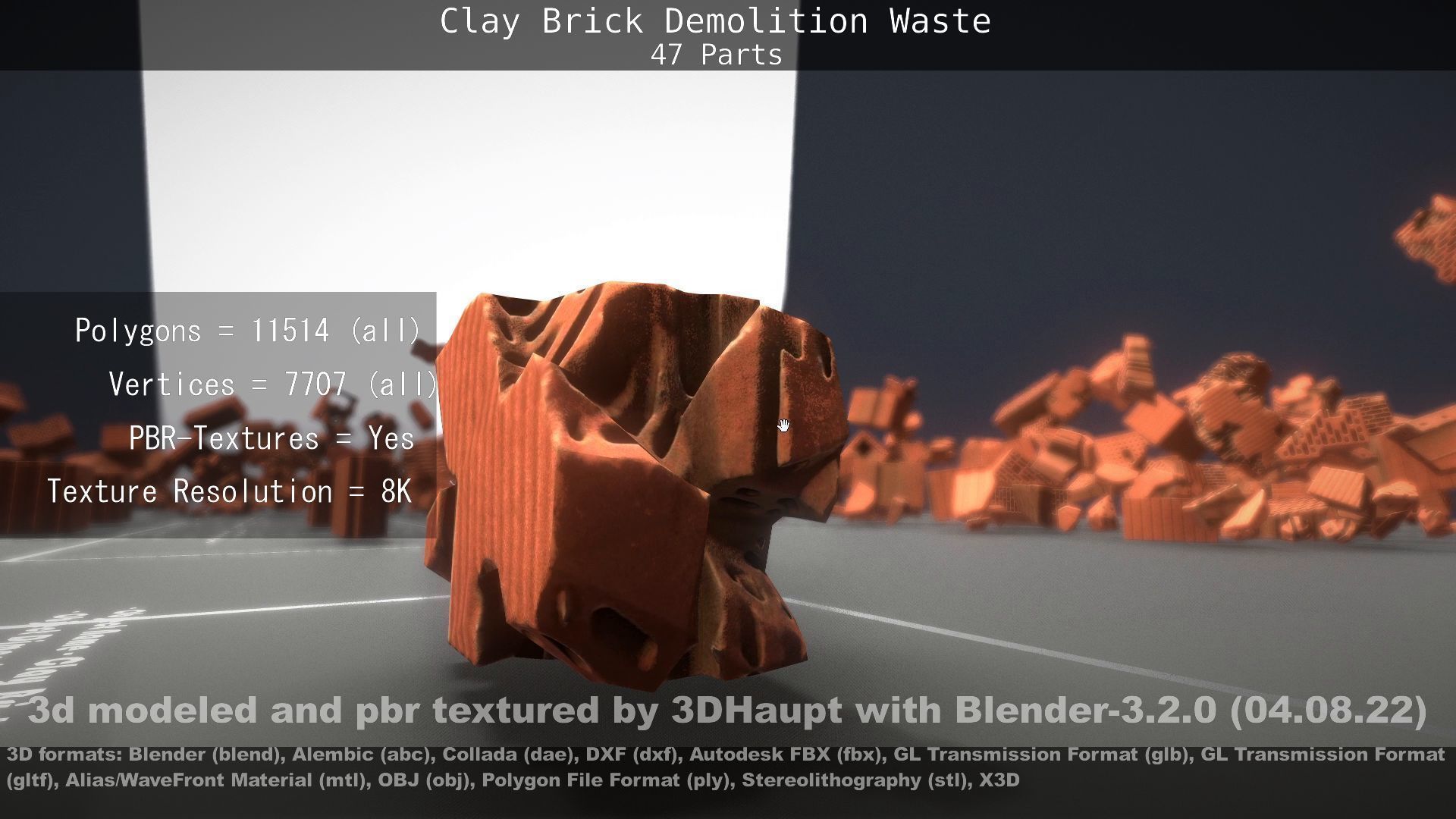 Clay Brick Demolition Waste Low-poly 3D model_147