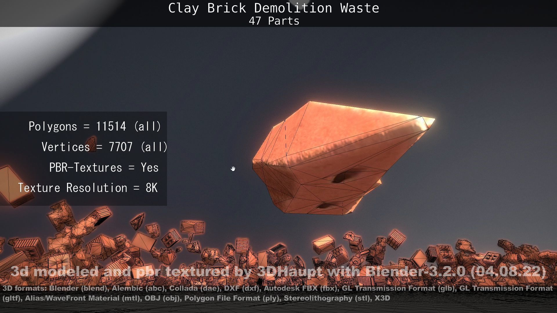 Clay Brick Demolition Waste Low-poly 3D model_86