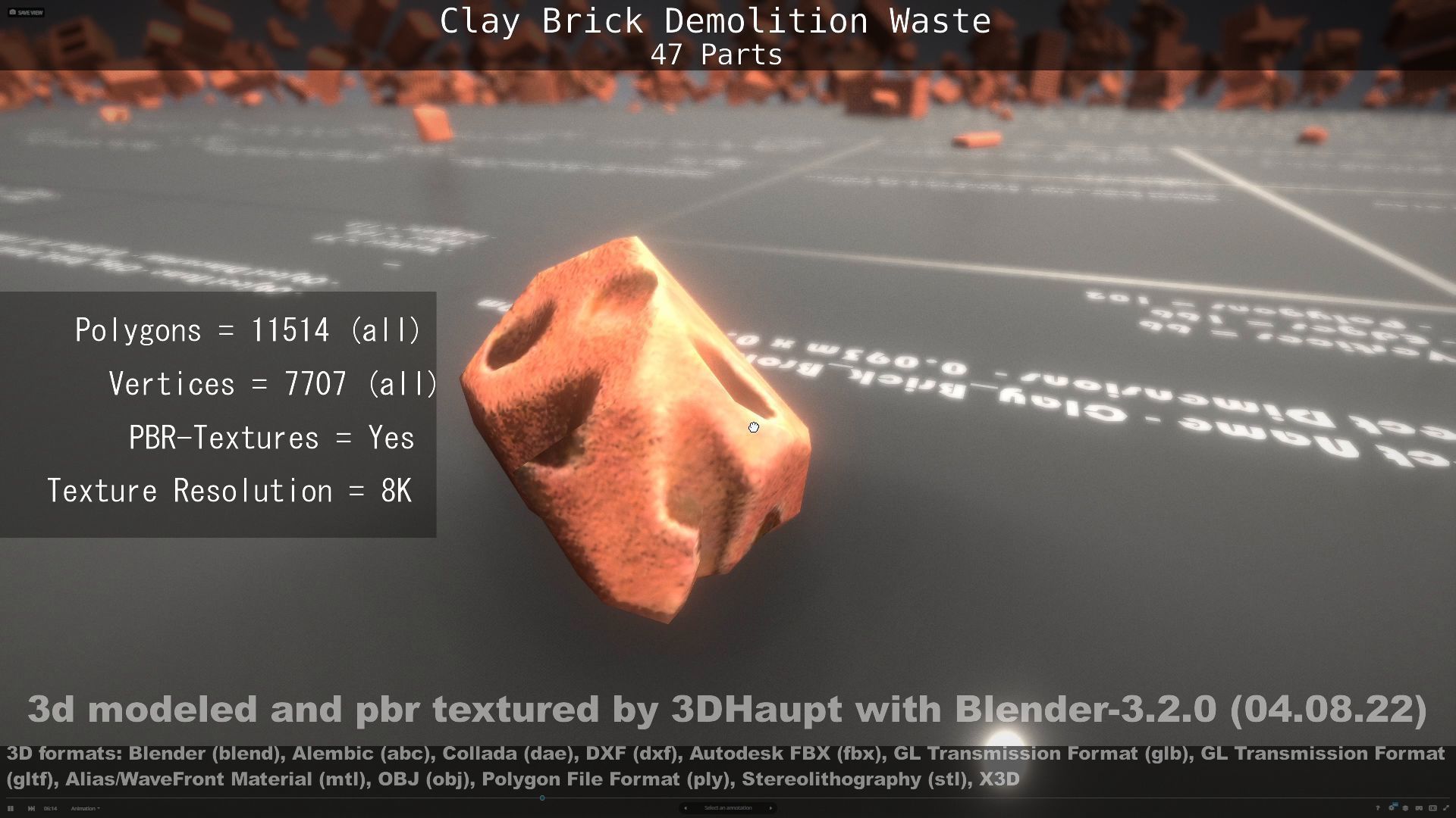 Clay Brick Demolition Waste Low-poly 3D model_65