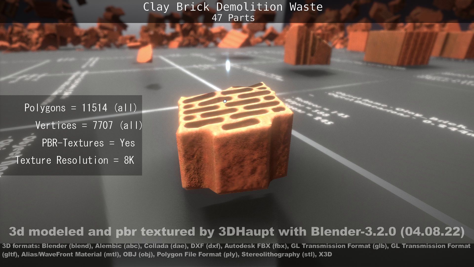 Clay Brick Demolition Waste Low-poly 3D model_54