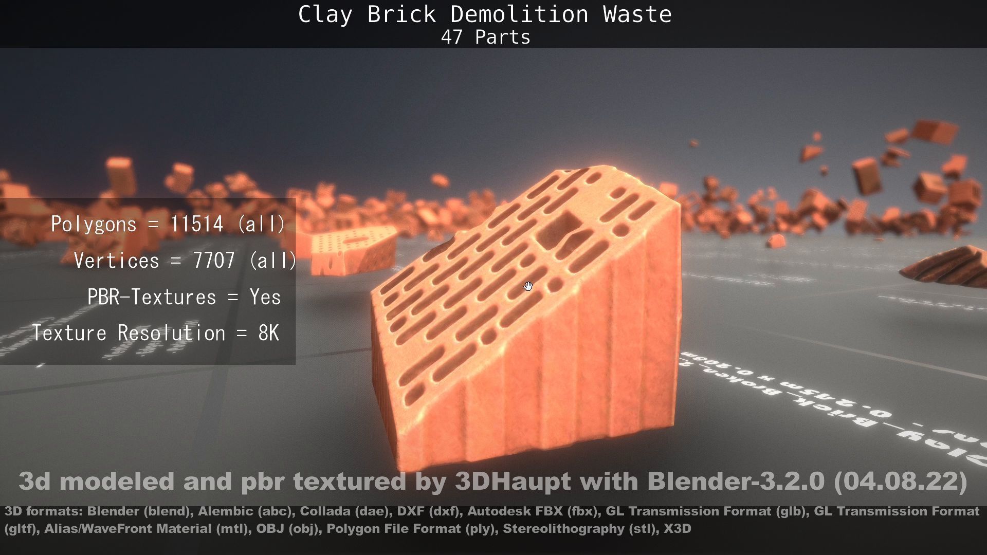 Clay Brick Demolition Waste Low-poly 3D model_135