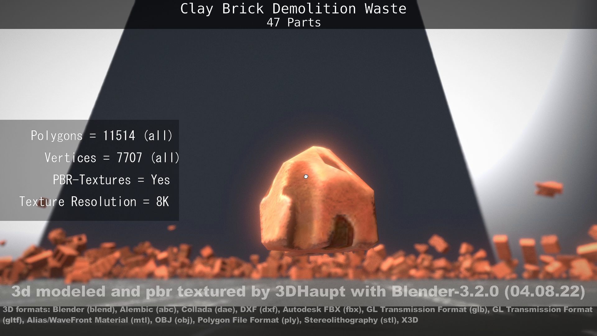 Clay Brick Demolition Waste Low-poly 3D model_75
