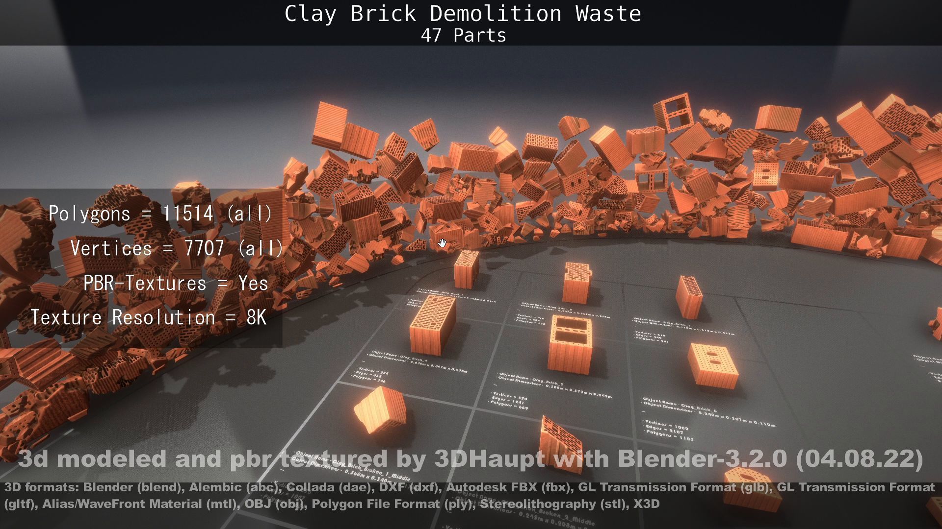 Clay Brick Demolition Waste Low-poly 3D model_90