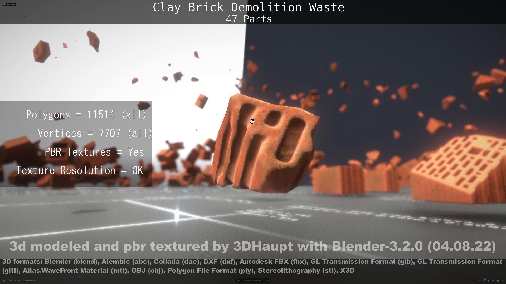 Clay Brick Demolition Waste Low-poly 3D model_52