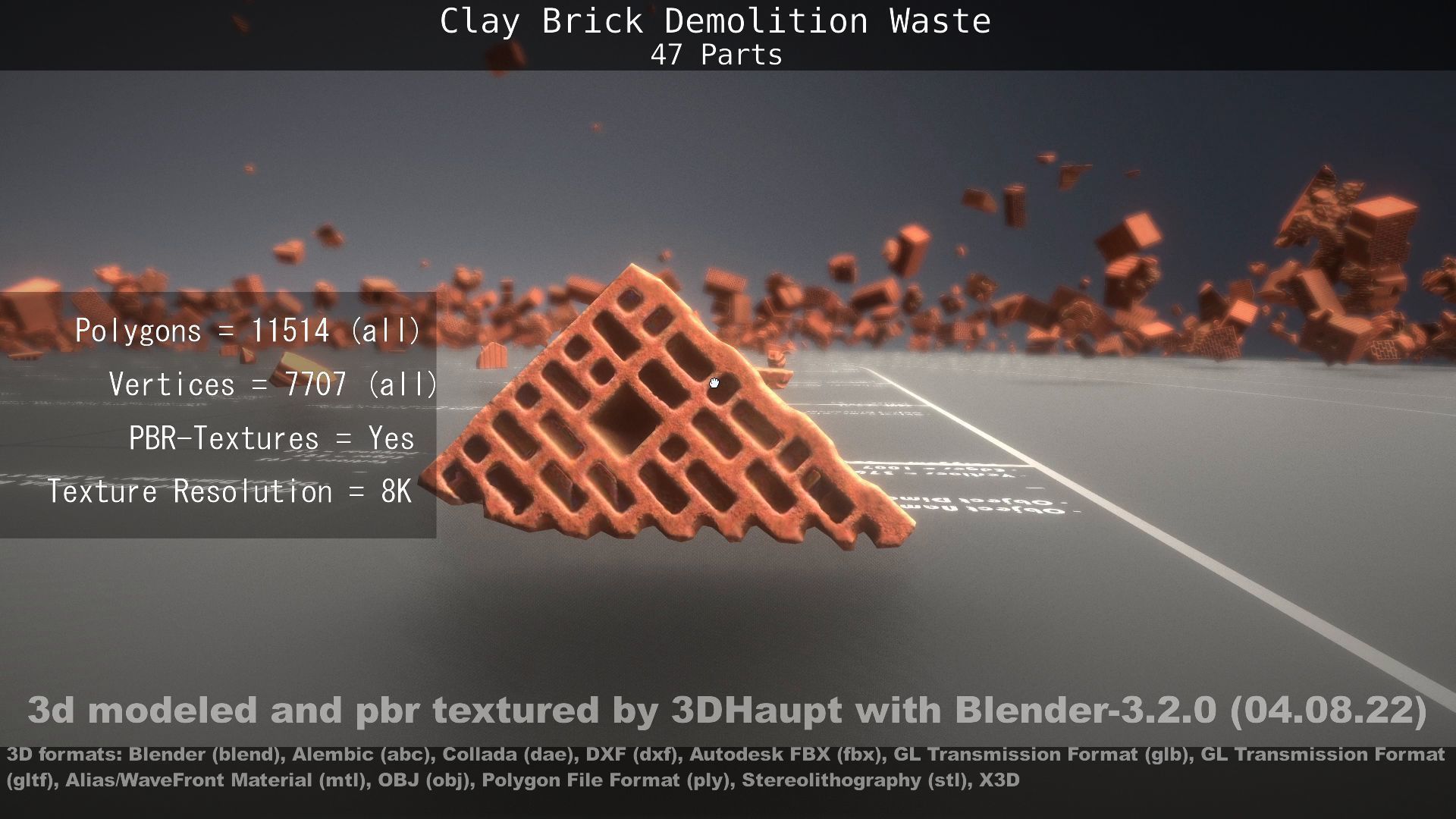 Clay Brick Demolition Waste Low-poly 3D model_108