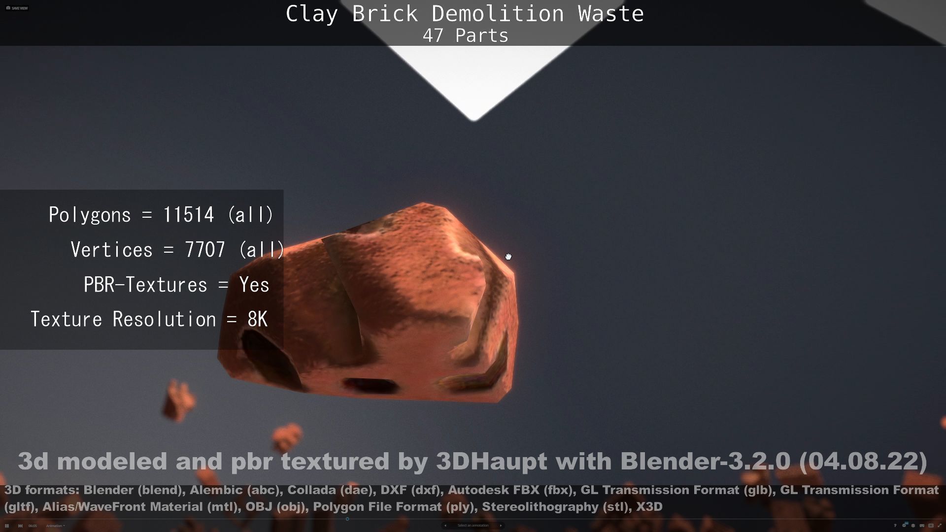 Clay Brick Demolition Waste Low-poly 3D model_66