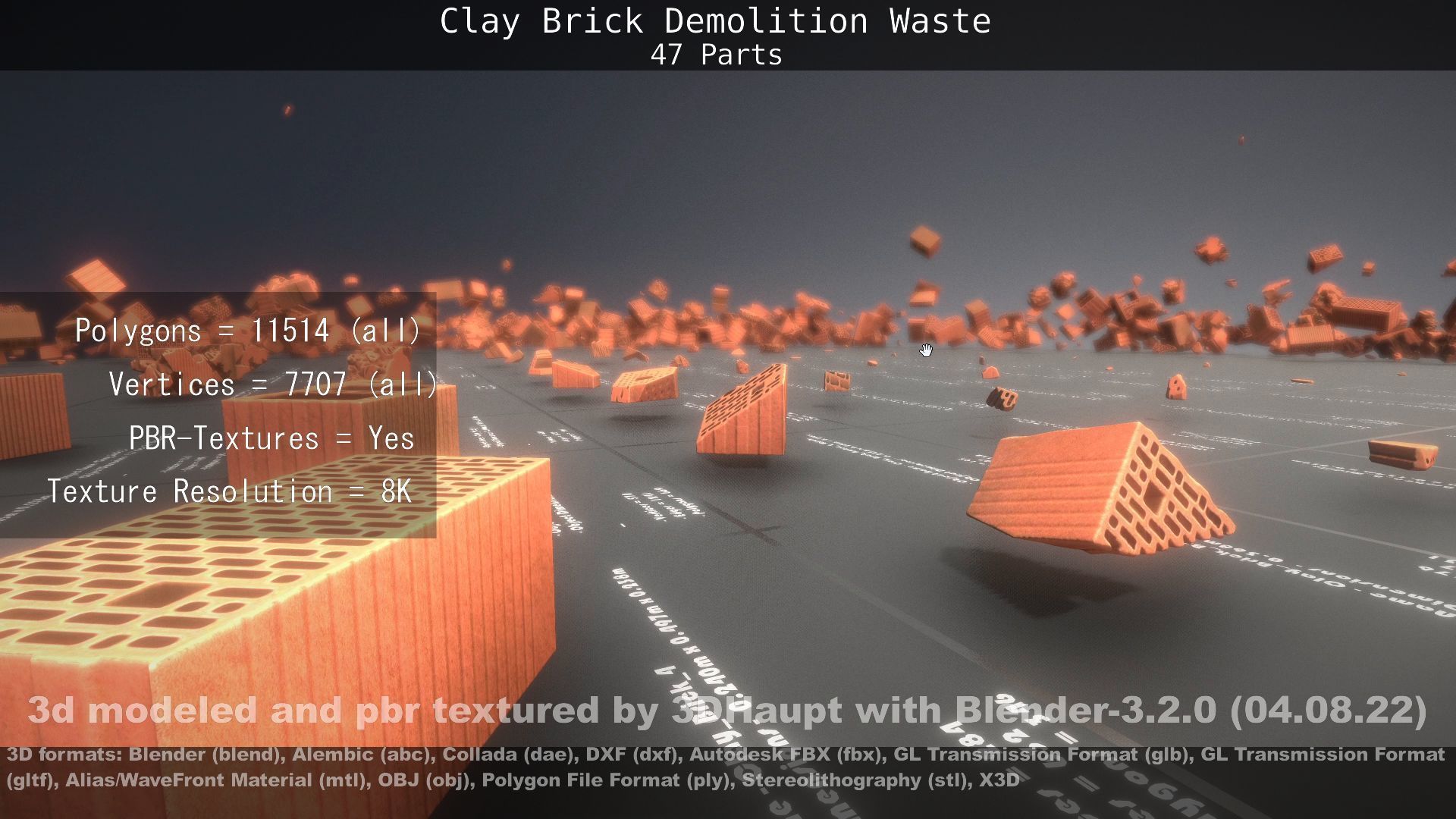 Clay Brick Demolition Waste Low-poly 3D model_99
