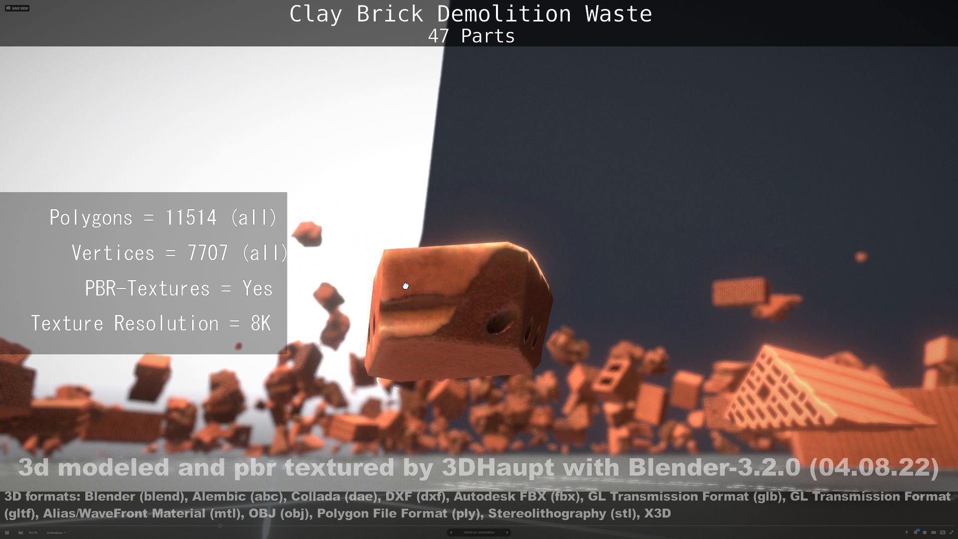 Clay Brick Demolition Waste Low-poly 3D model_55