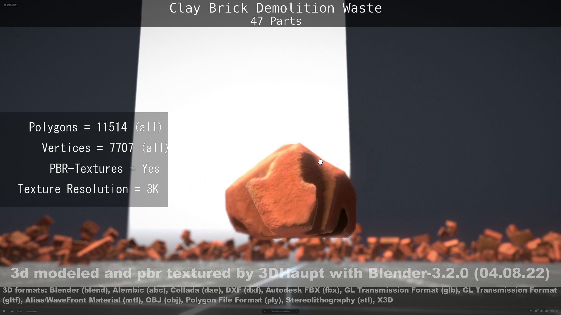 Clay Brick Demolition Waste Low-poly 3D model_73