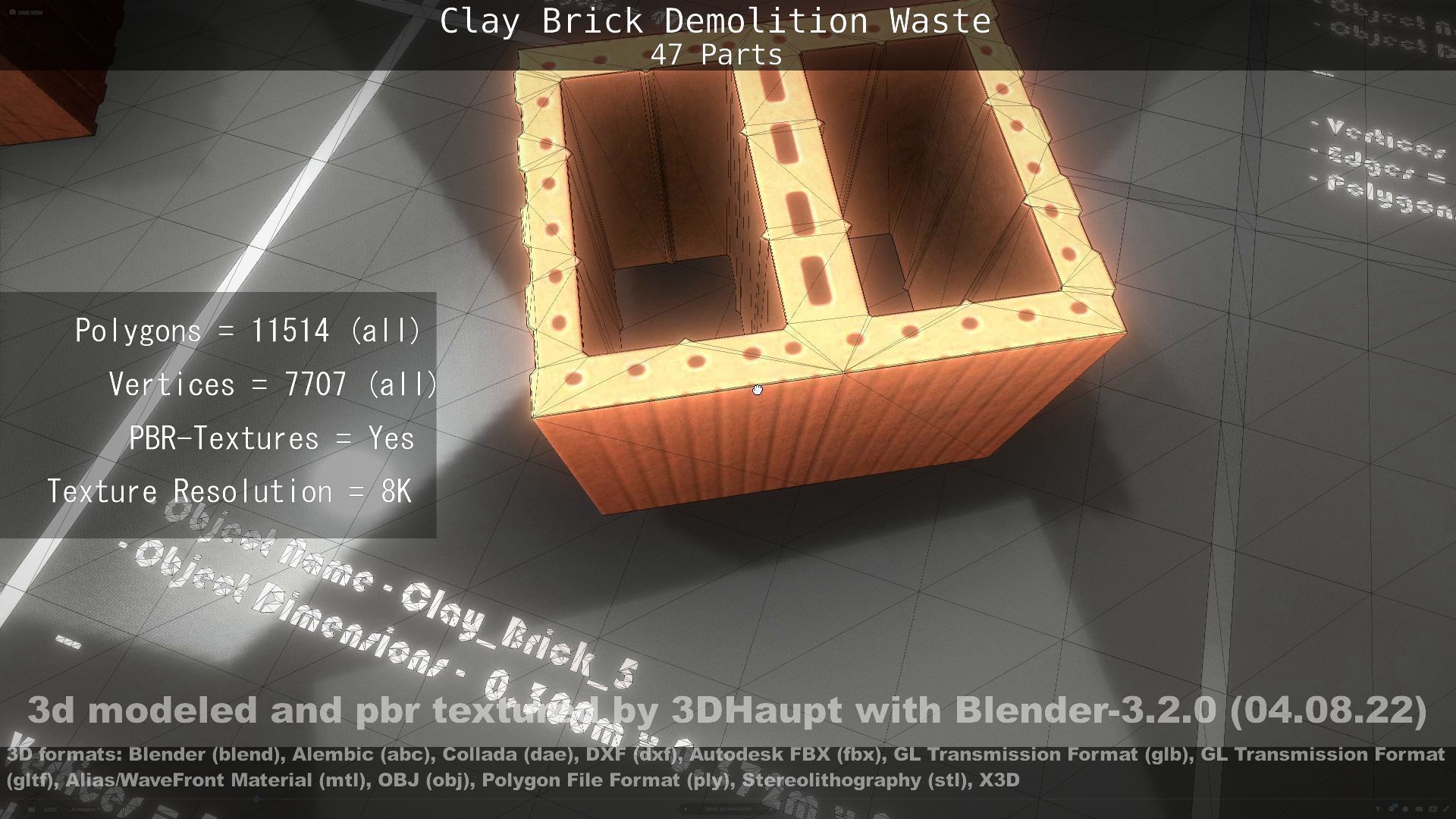 Clay Brick Demolition Waste Low-poly 3D model_105