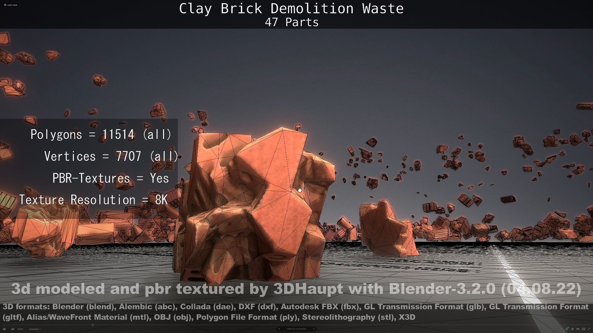 Clay Brick Demolition Waste Low-poly 3D model_137