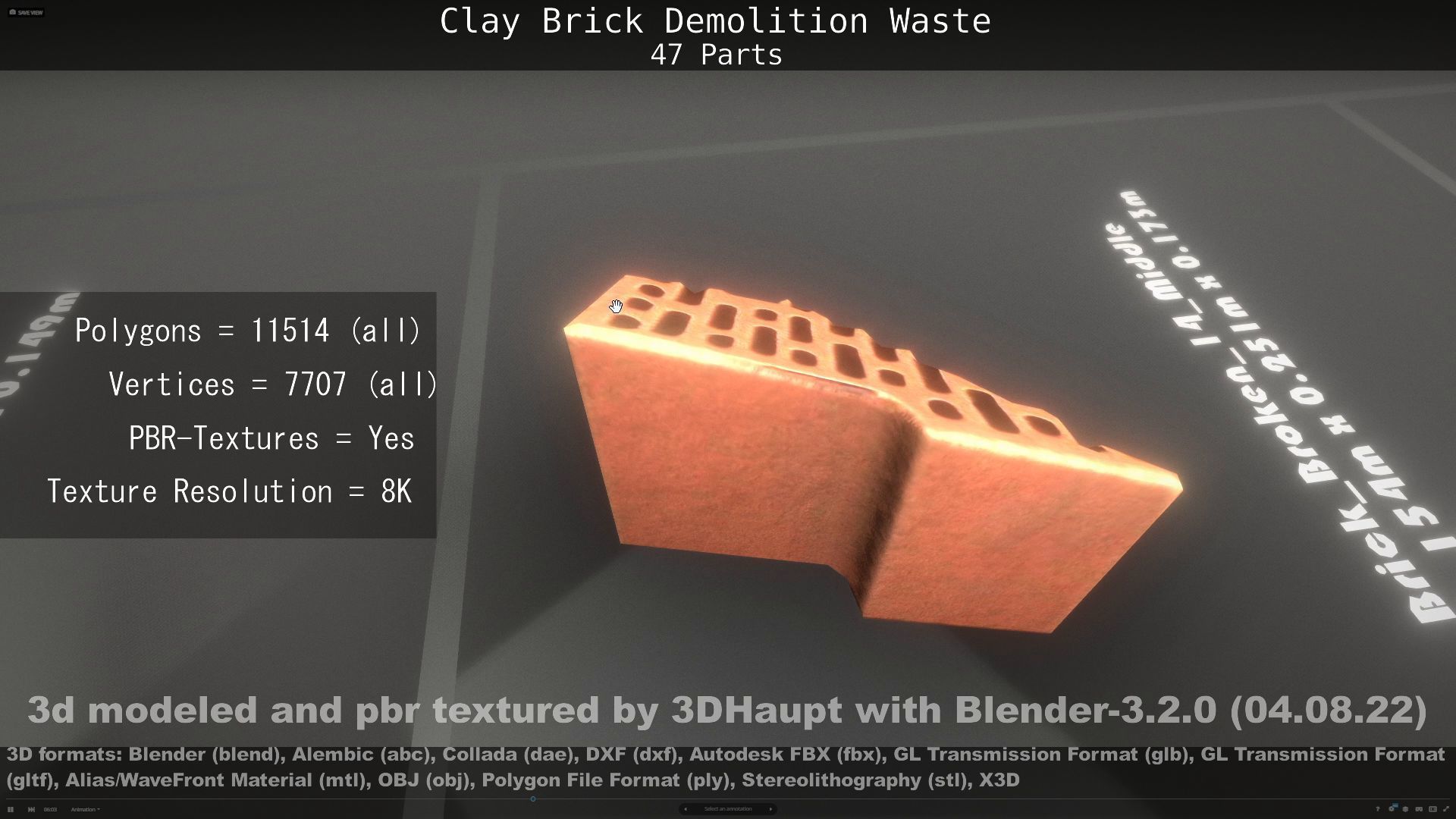 Clay Brick Demolition Waste Low-poly 3D model_28