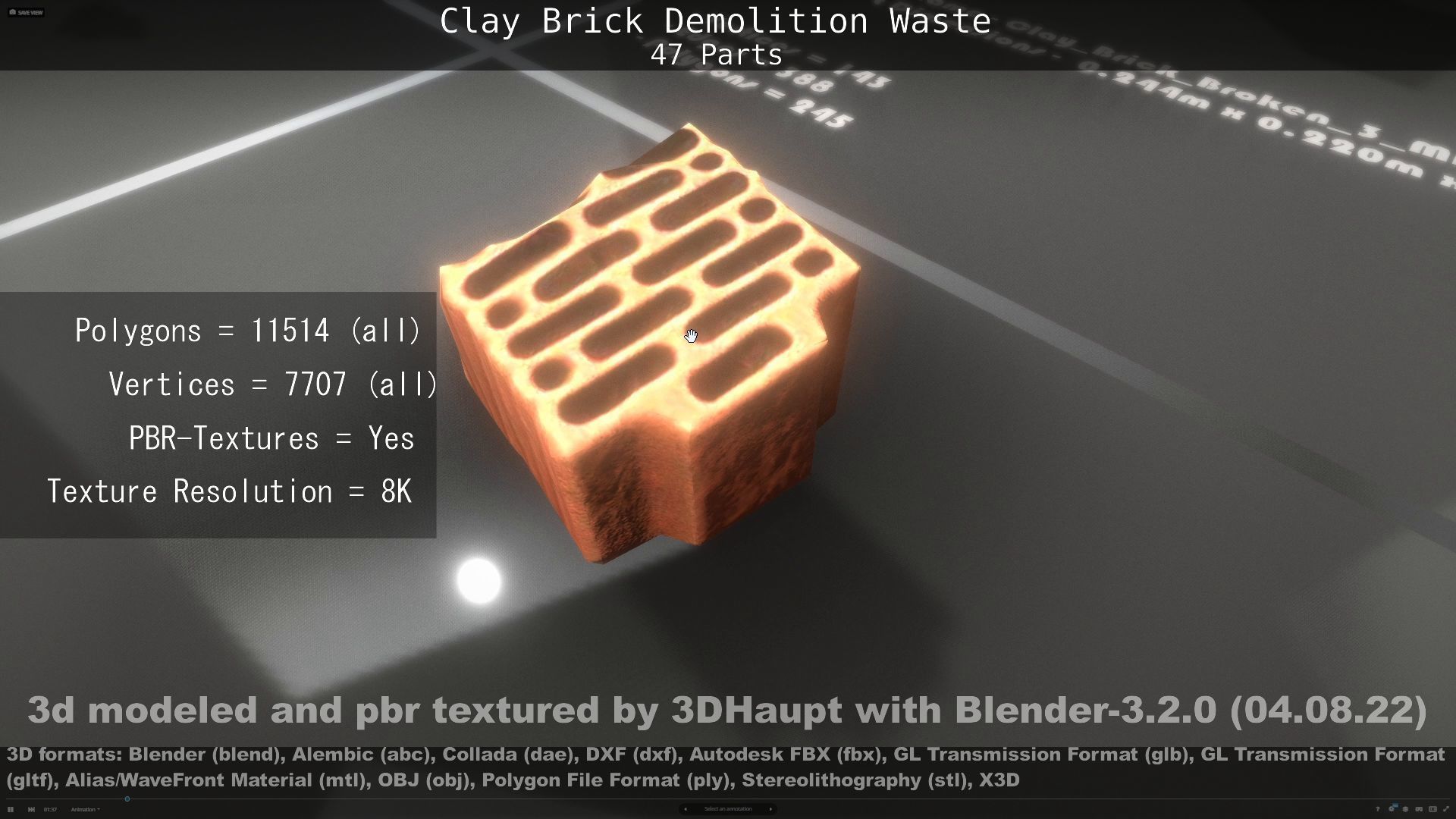 Clay Brick Demolition Waste Low-poly 3D model_51