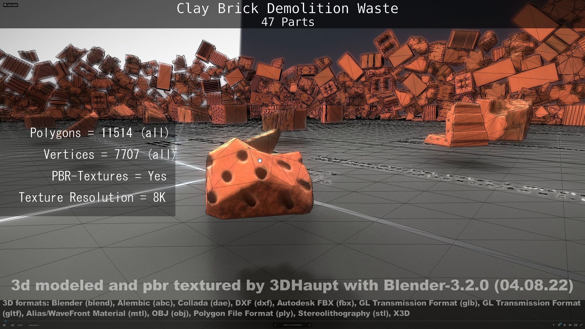 Clay Brick Demolition Waste Low-poly 3D model_38