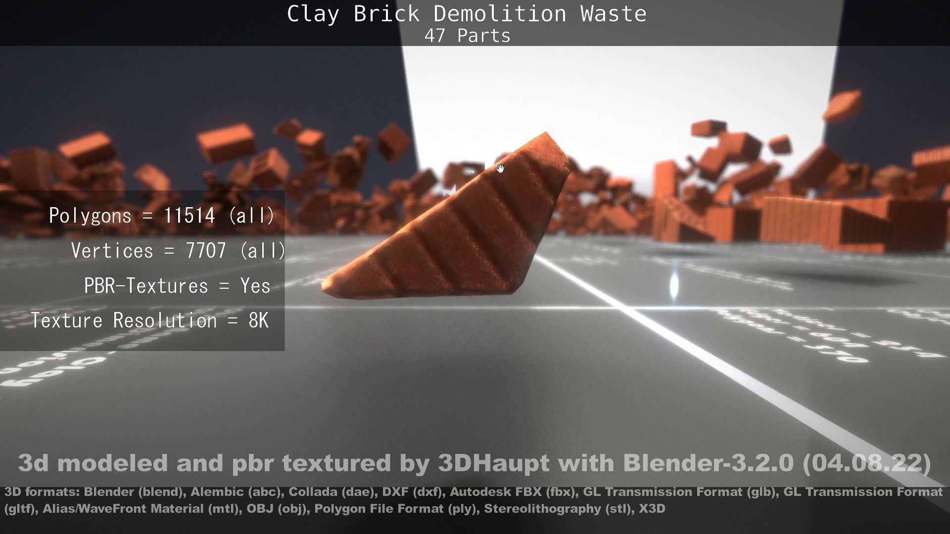 Clay Brick Demolition Waste Low-poly 3D model_43