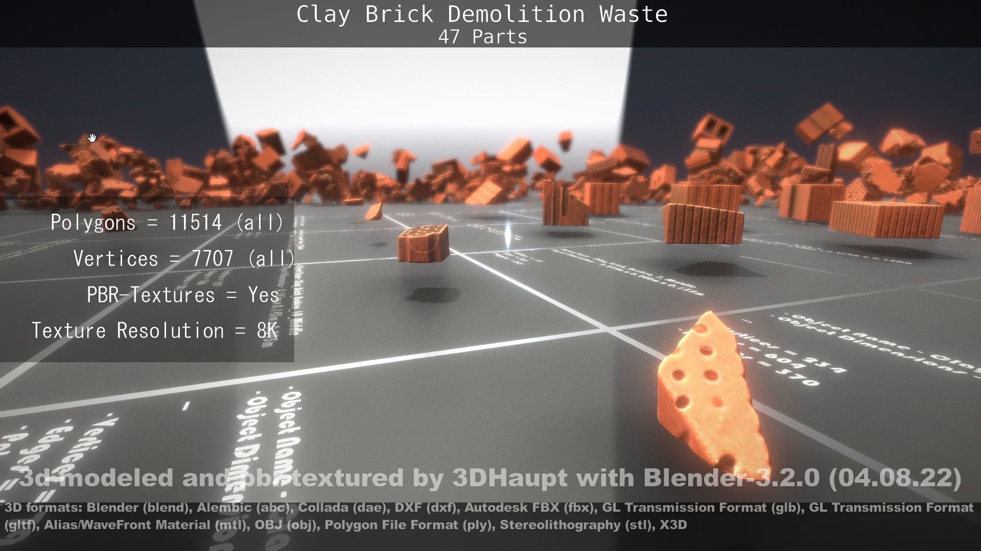 Clay Brick Demolition Waste Low-poly 3D model_47