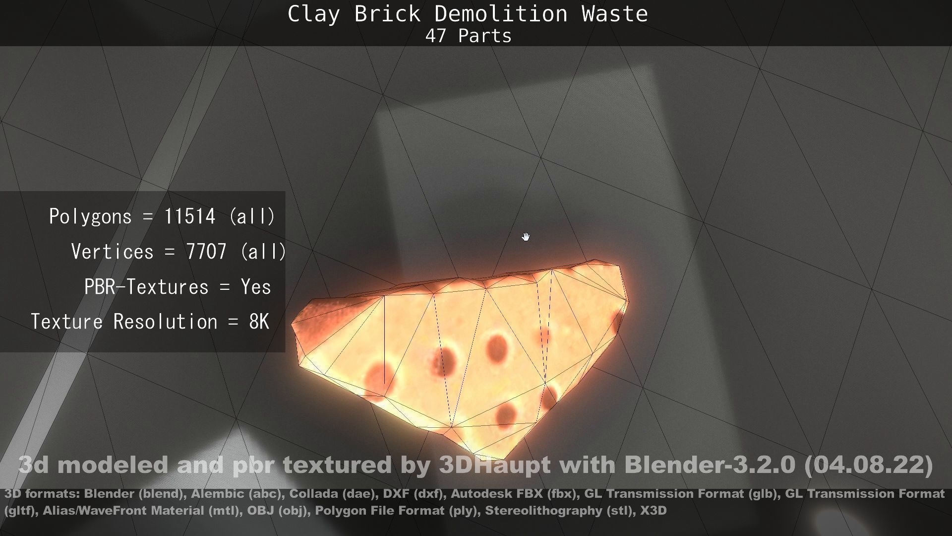 Clay Brick Demolition Waste Low-poly 3D model_48