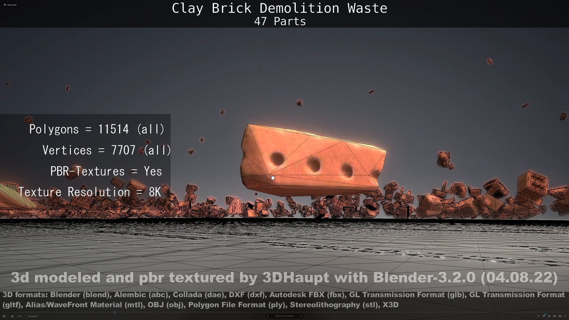 Clay Brick Demolition Waste Low-poly 3D model_58