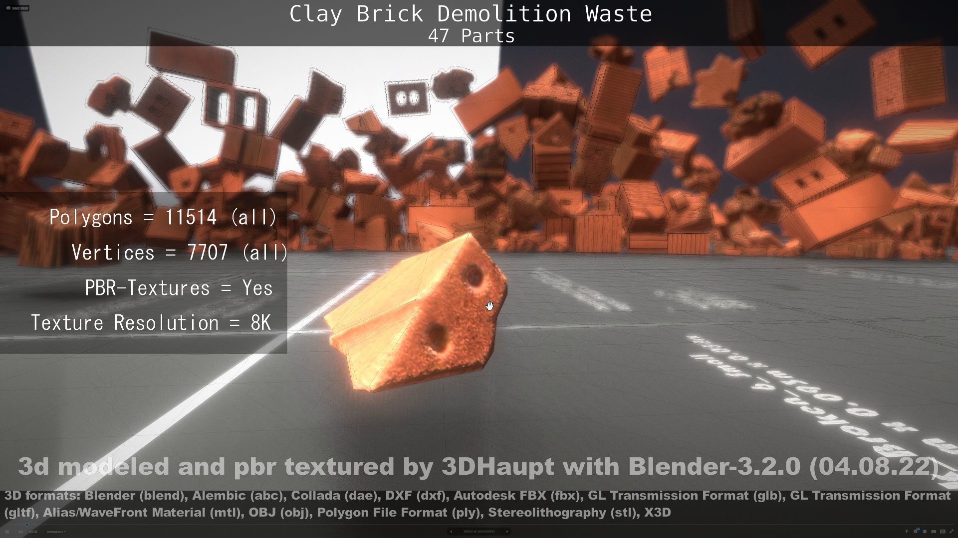 Clay Brick Demolition Waste Low-poly 3D model_89