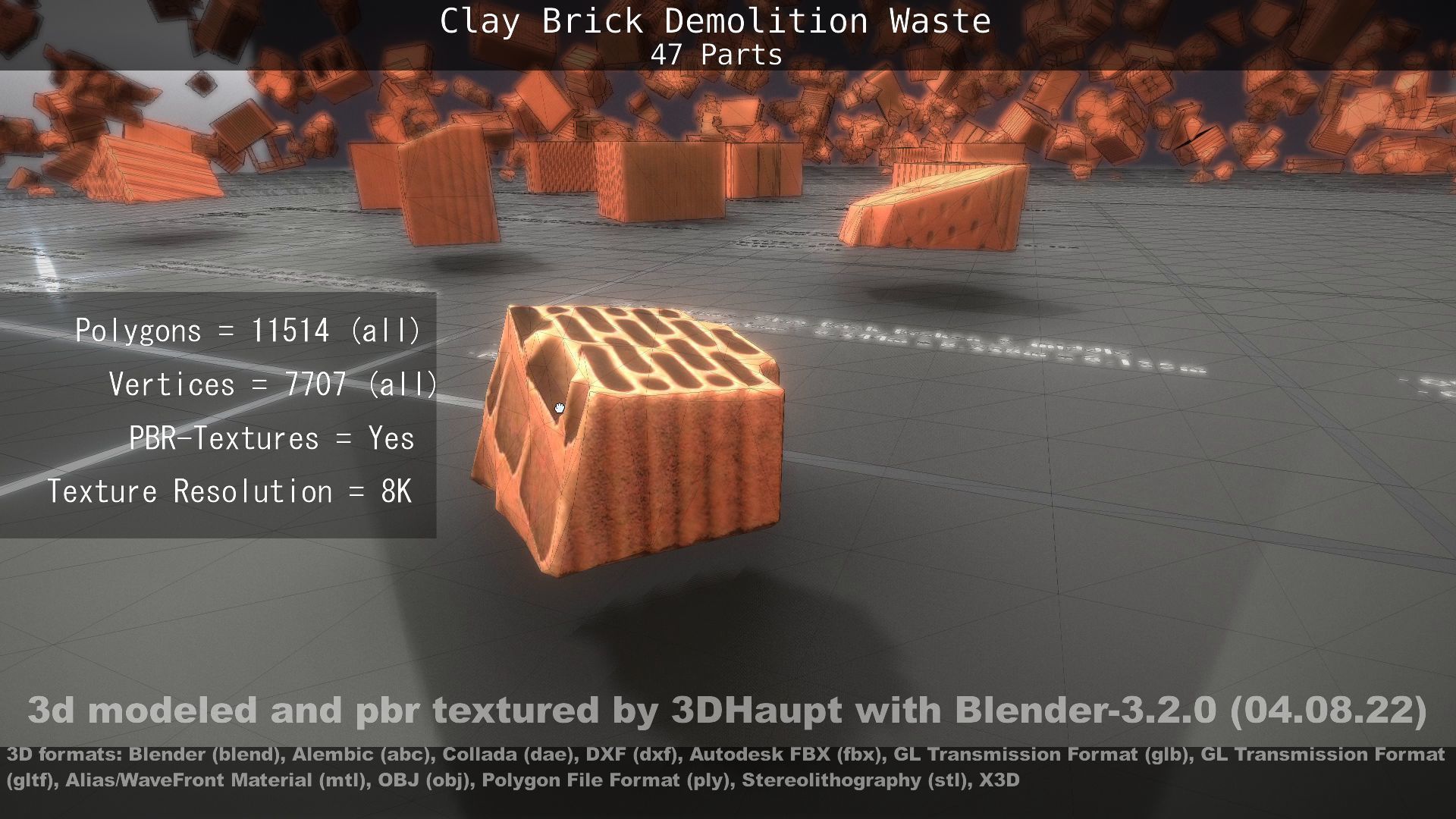 Clay Brick Demolition Waste Low-poly 3D model_68