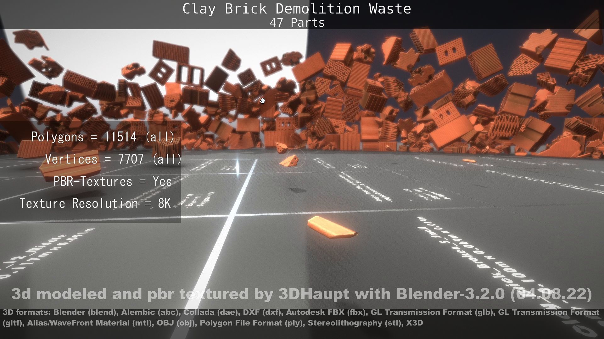 Clay Brick Demolition Waste Low-poly 3D model_83