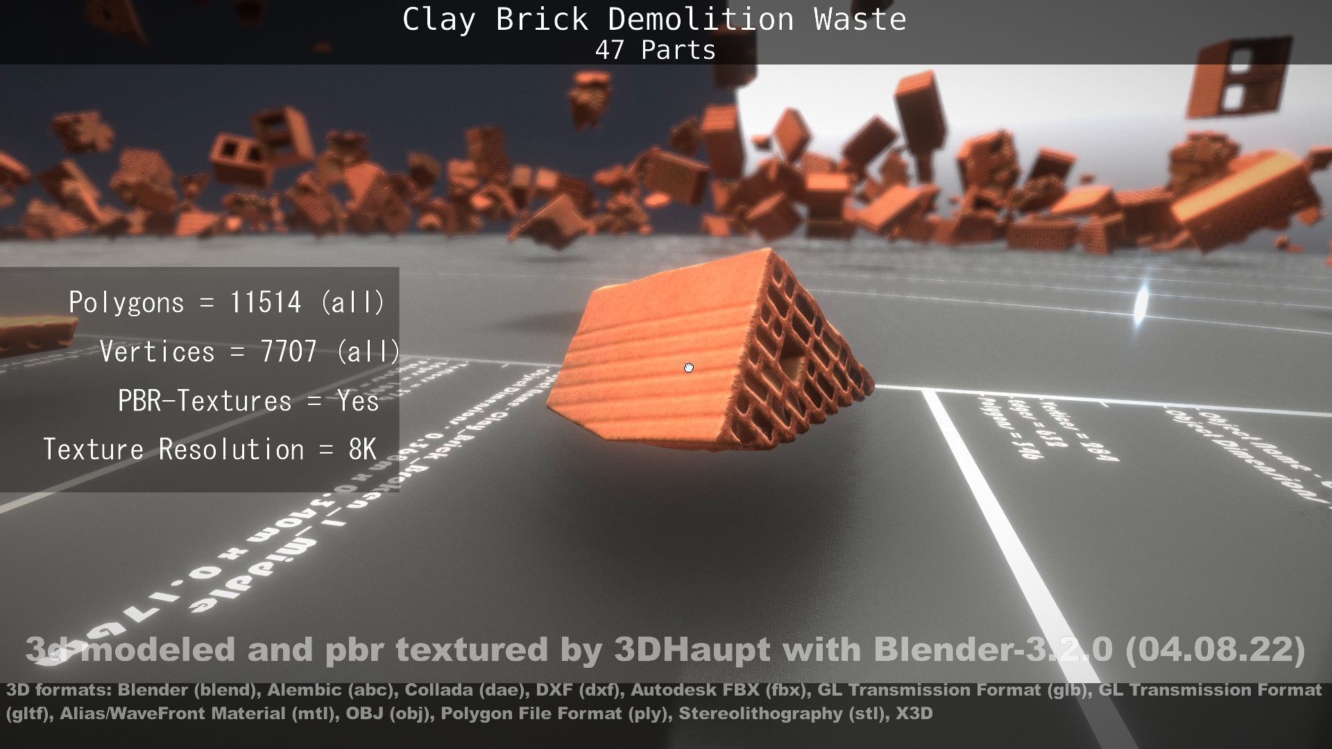 Clay Brick Demolition Waste Low-poly 3D model_134
