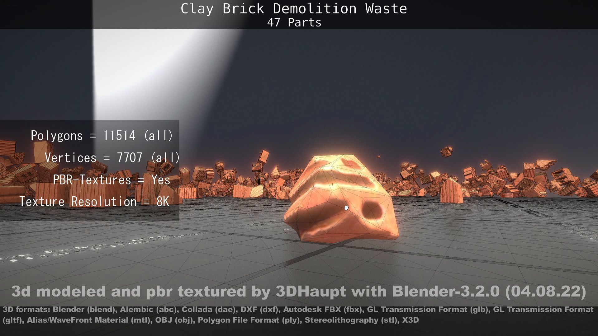 Clay Brick Demolition Waste Low-poly 3D model_61