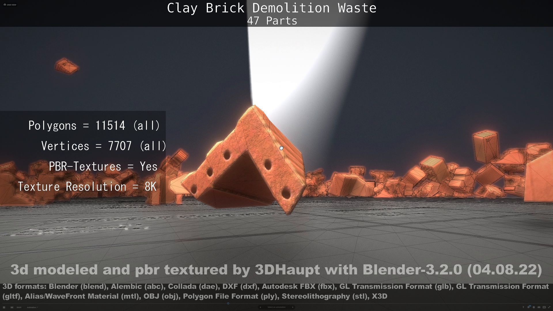 Clay Brick Demolition Waste Low-poly 3D model_33
