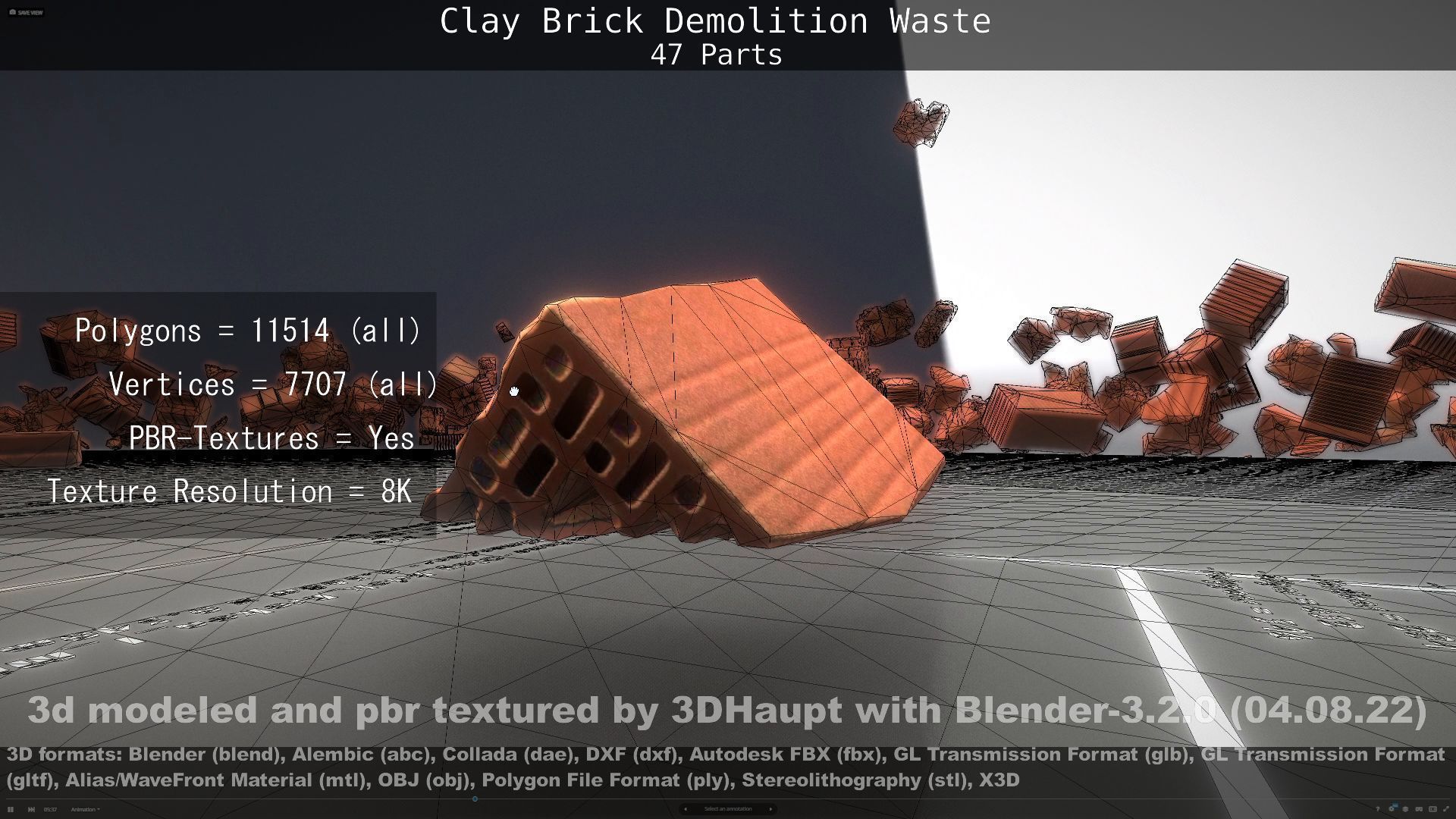 Clay Brick Demolition Waste Low-poly 3D model_124