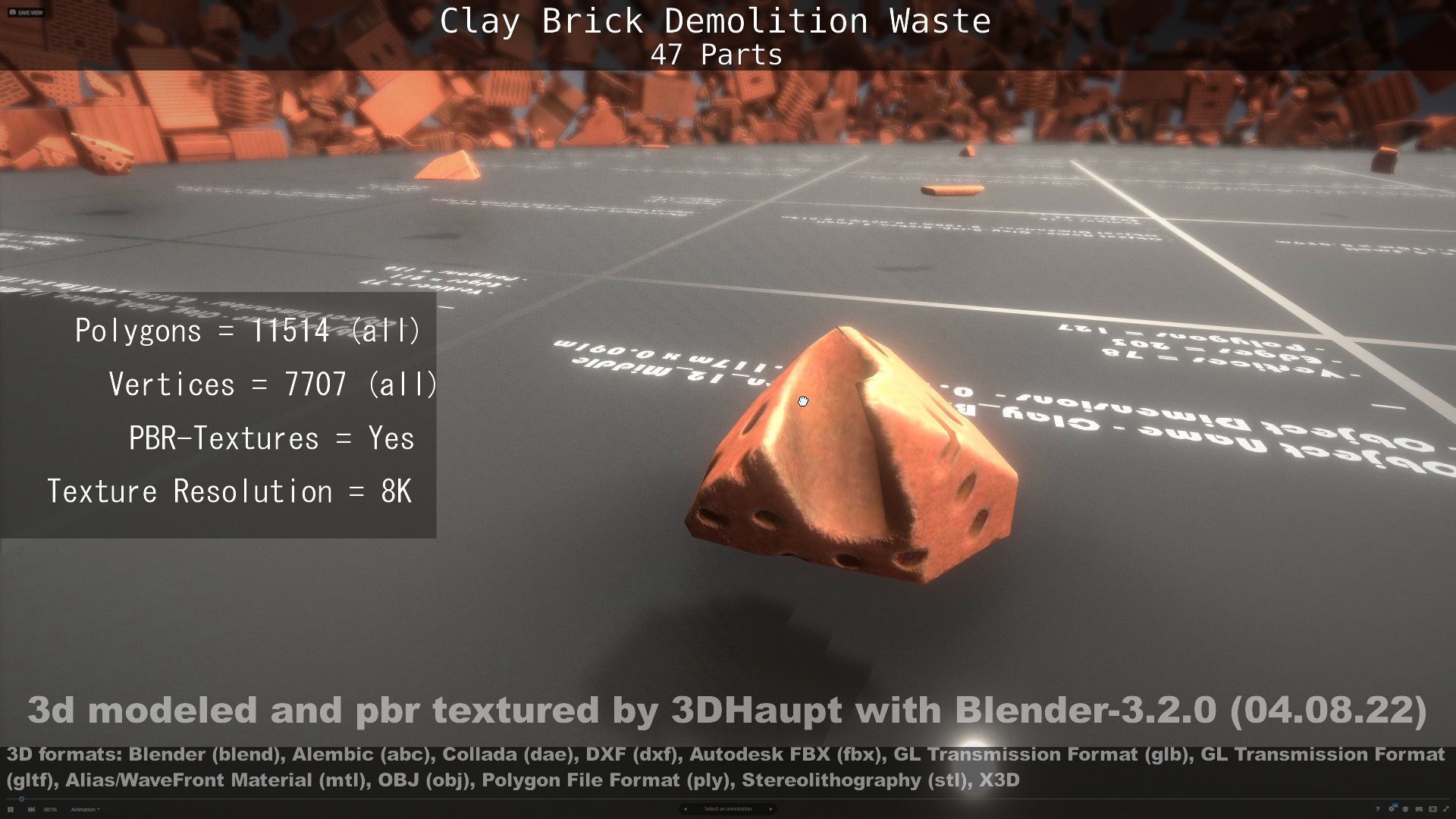 Clay Brick Demolition Waste Low-poly 3D model_37