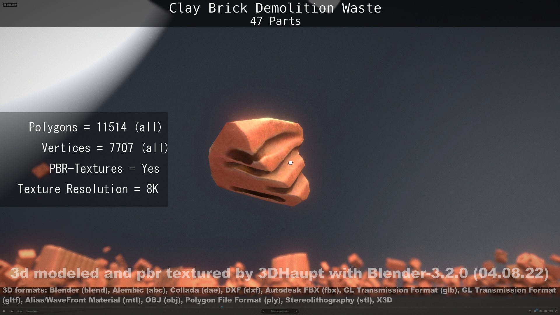 Clay Brick Demolition Waste Low-poly 3D model_117