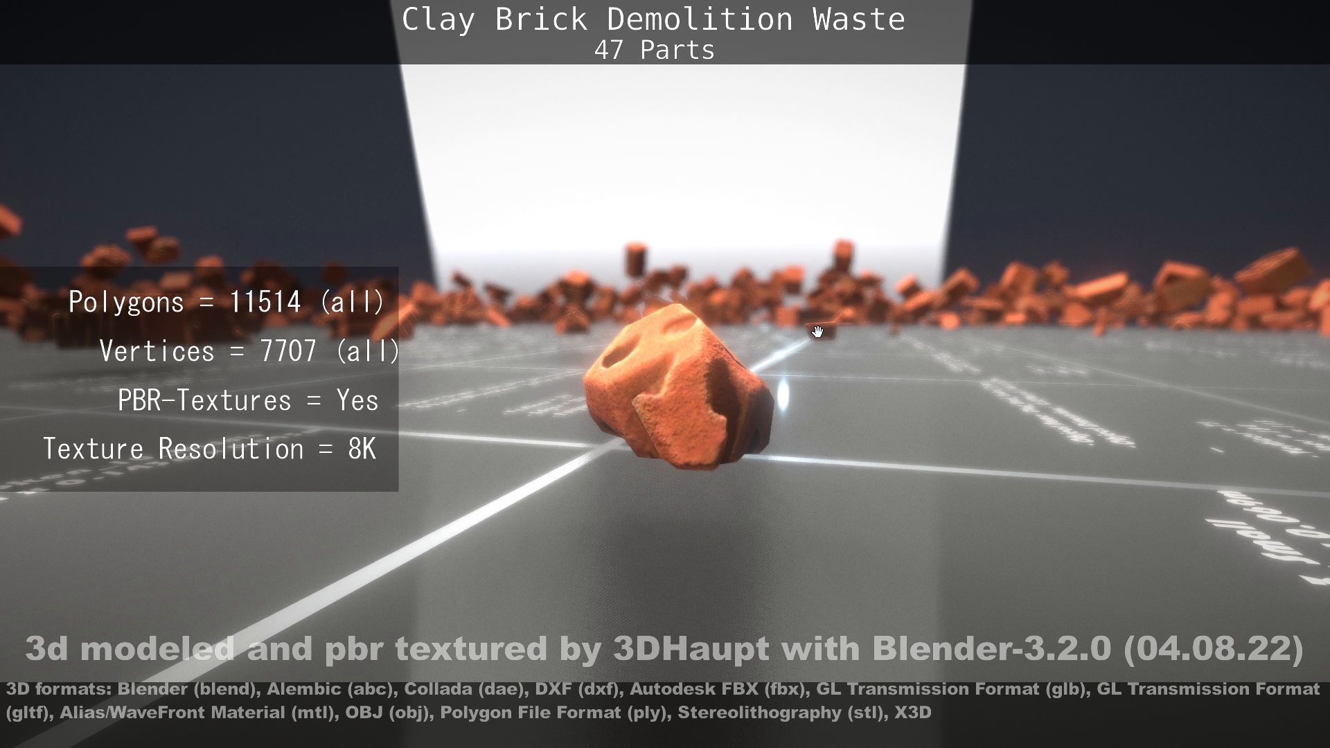 Clay Brick Demolition Waste Low-poly 3D model_77