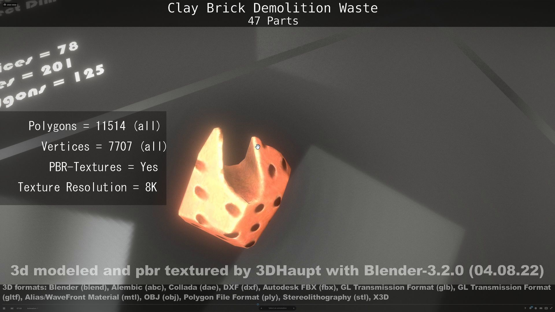 Clay Brick Demolition Waste Low-poly 3D model_35