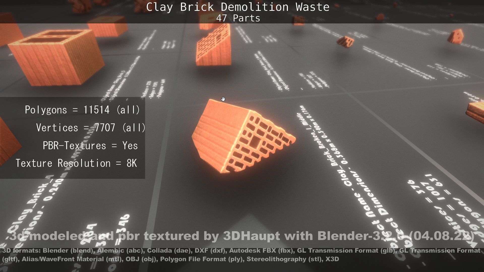 Clay Brick Demolition Waste Low-poly 3D model_130