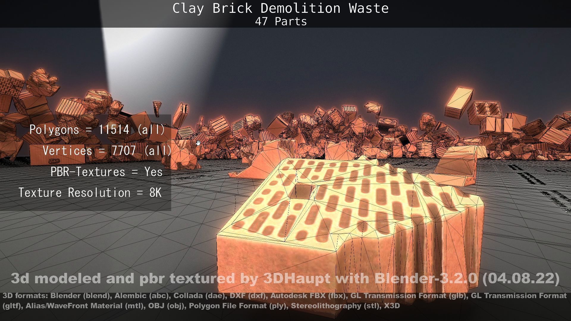 Clay Brick Demolition Waste Low-poly 3D model_121