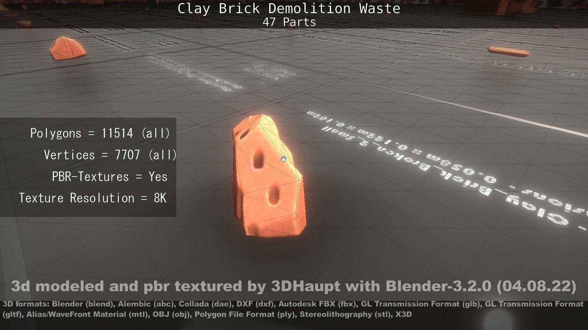 Clay Brick Demolition Waste Low-poly 3D model_69