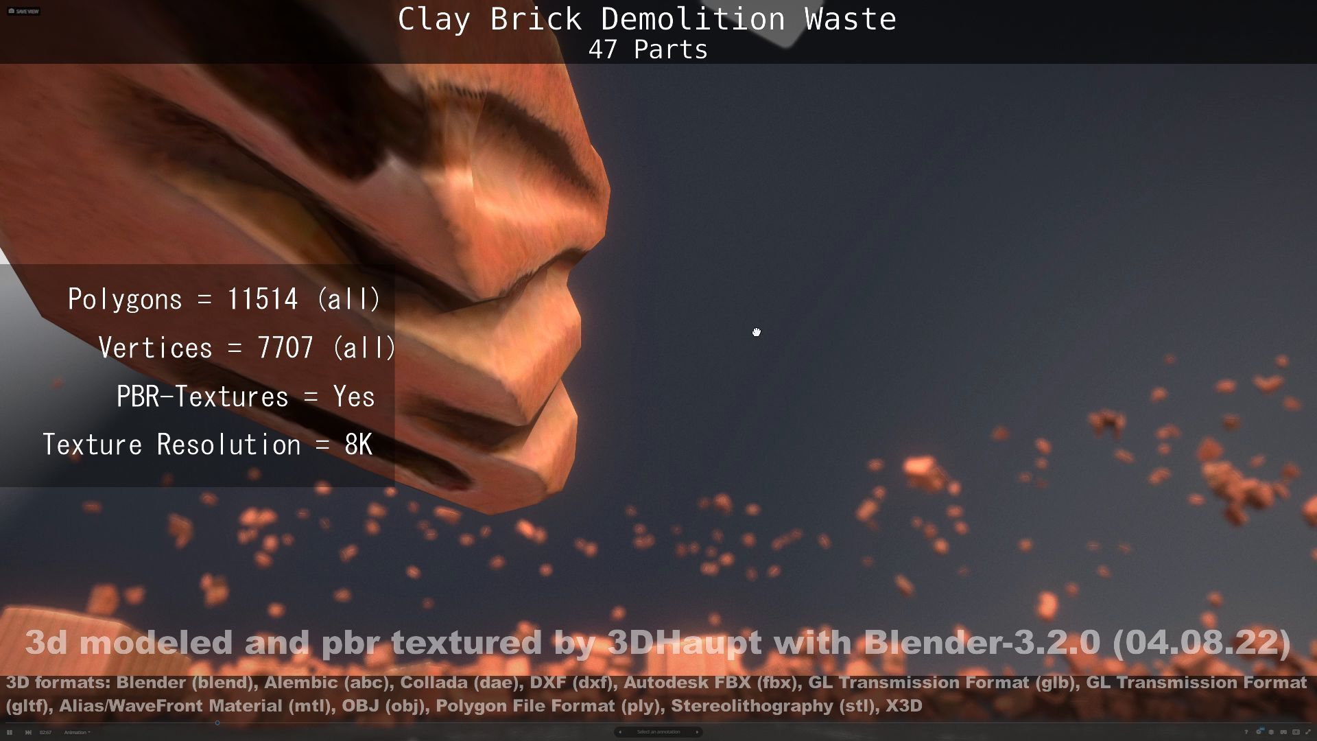 Clay Brick Demolition Waste Low-poly 3D model_49