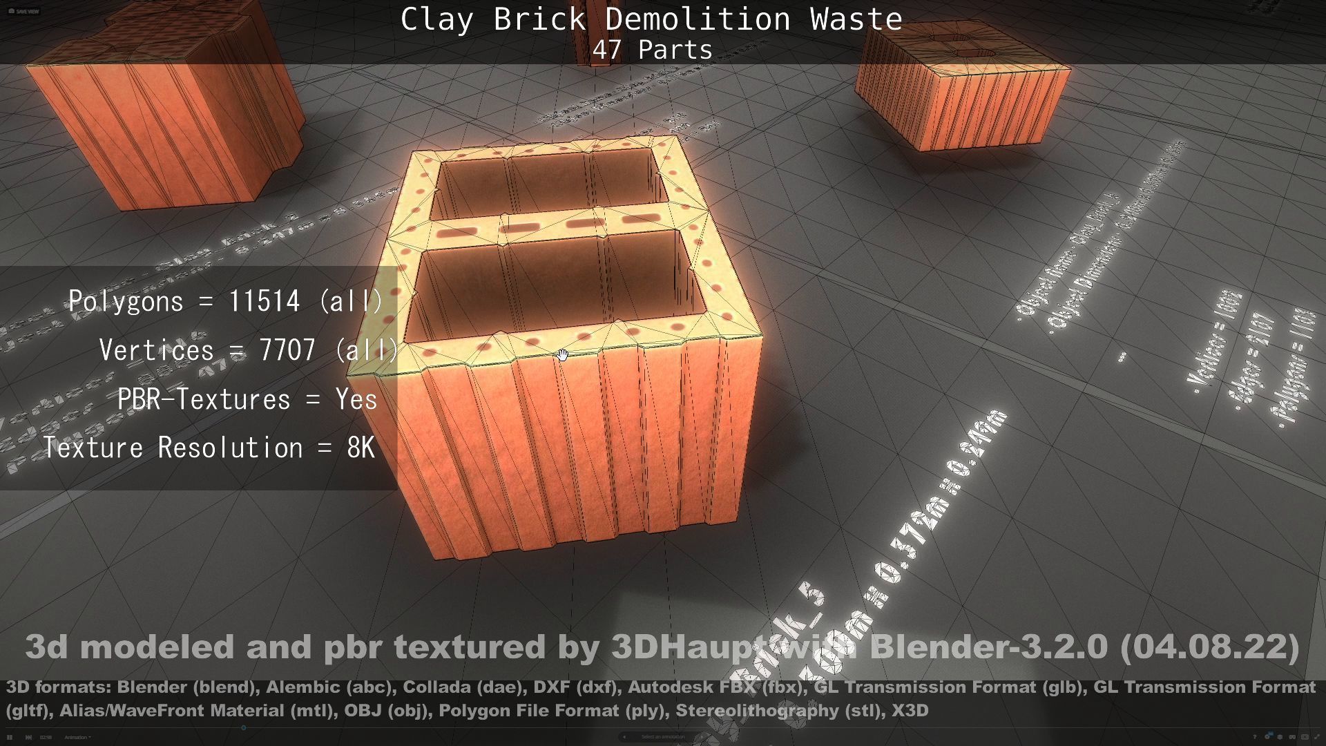Clay Brick Demolition Waste Low-poly 3D model_146