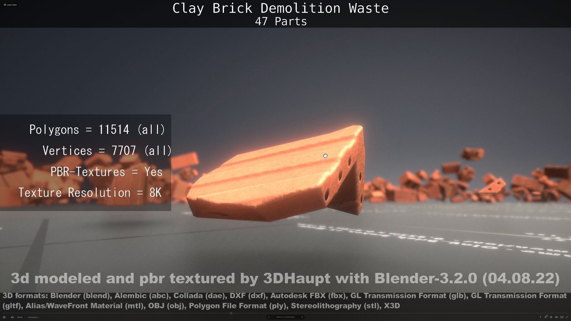 Clay Brick Demolition Waste Low-poly 3D model_45