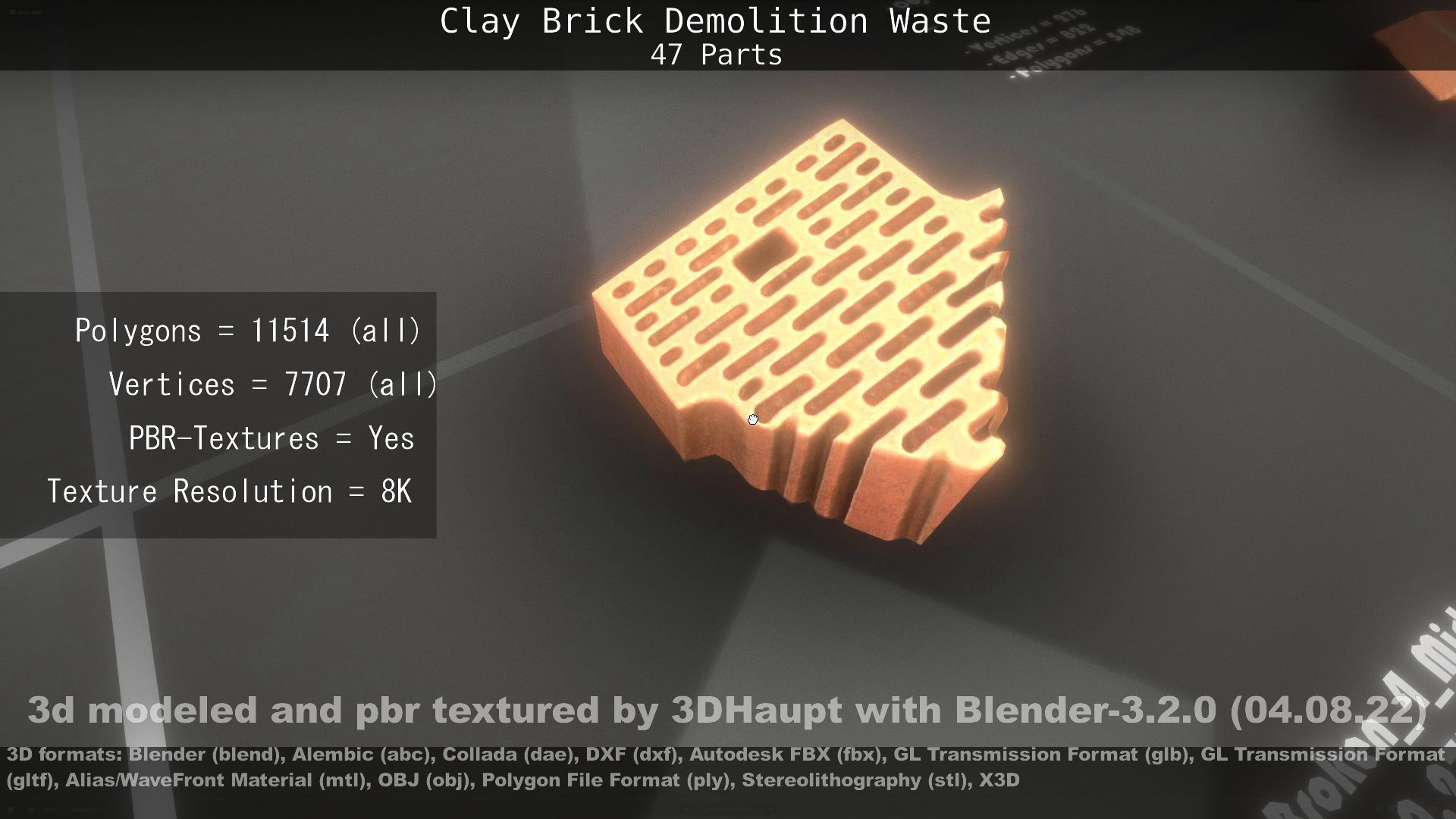 Clay Brick Demolition Waste Low-poly 3D model_119