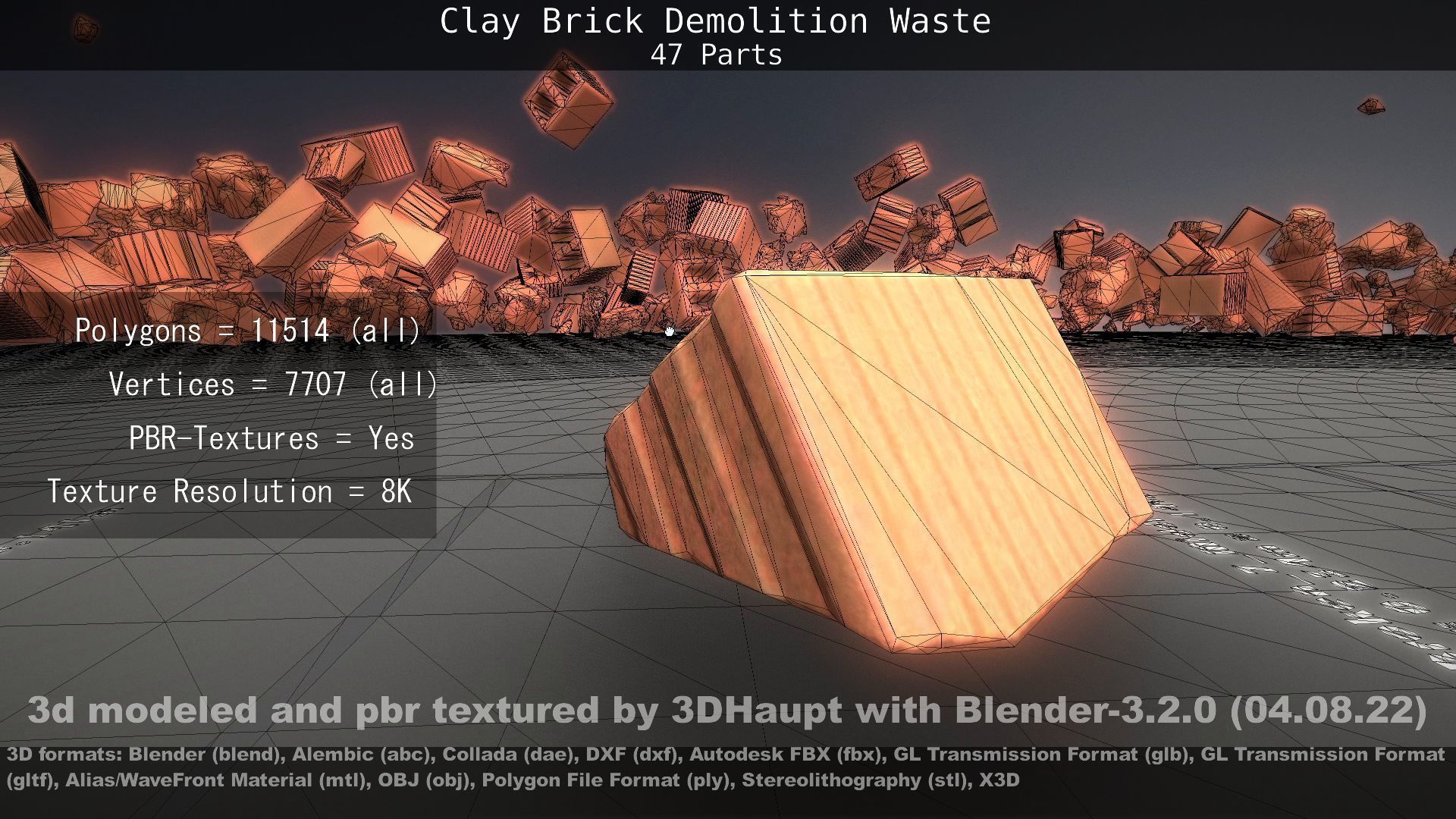Clay Brick Demolition Waste Low-poly 3D model_29