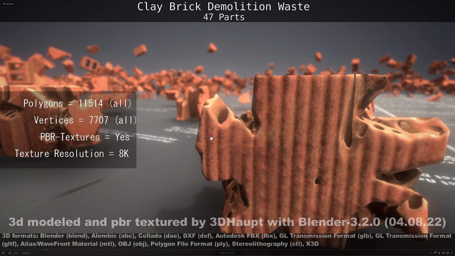Clay Brick Demolition Waste Low-poly 3D model_123