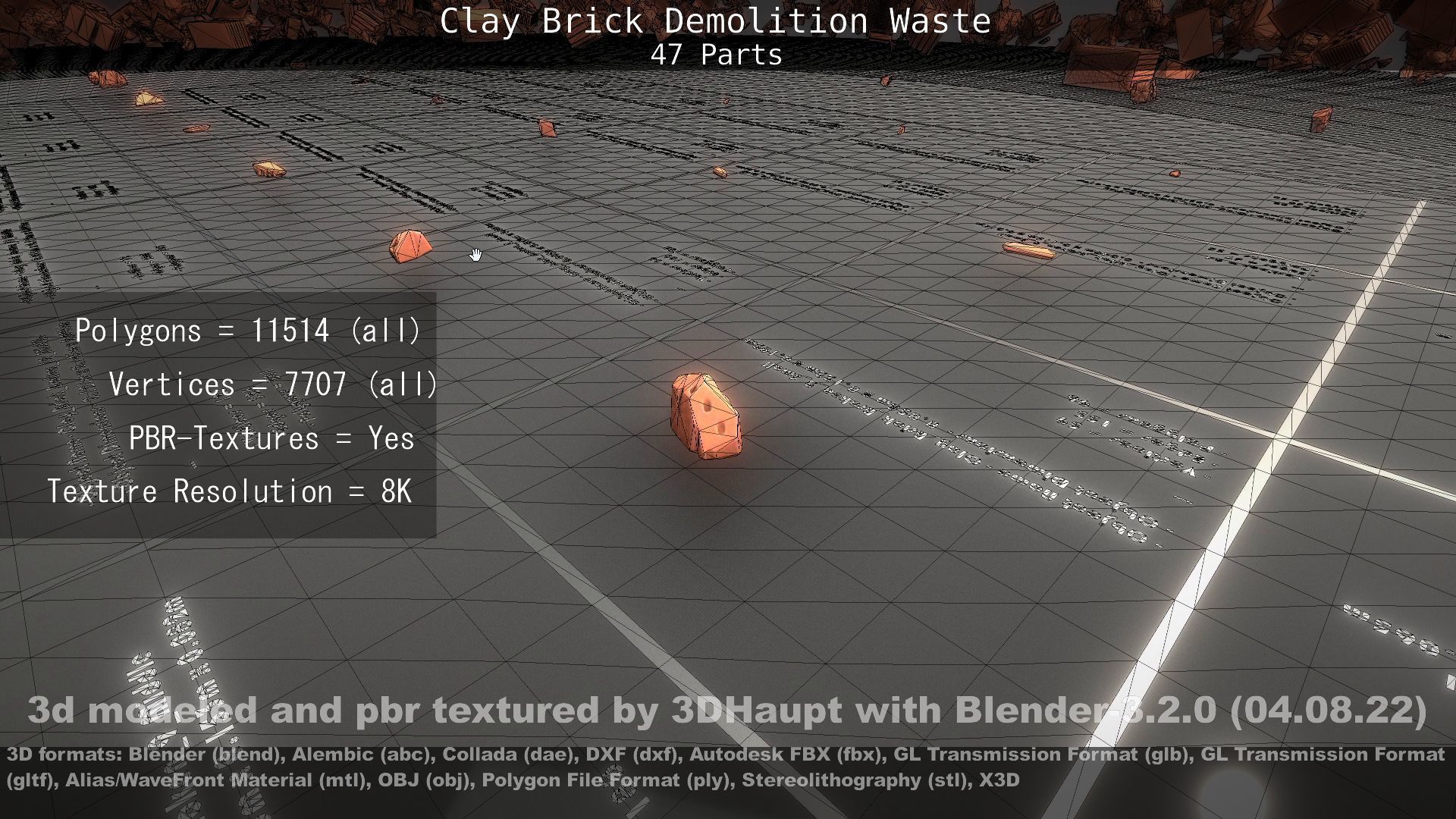 Clay Brick Demolition Waste Low-poly 3D model_70