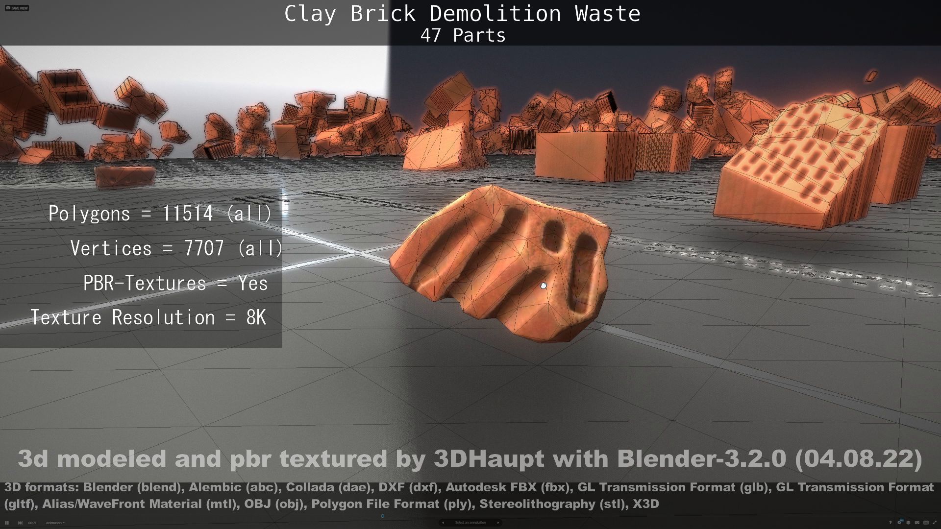 Clay Brick Demolition Waste Low-poly 3D model_138