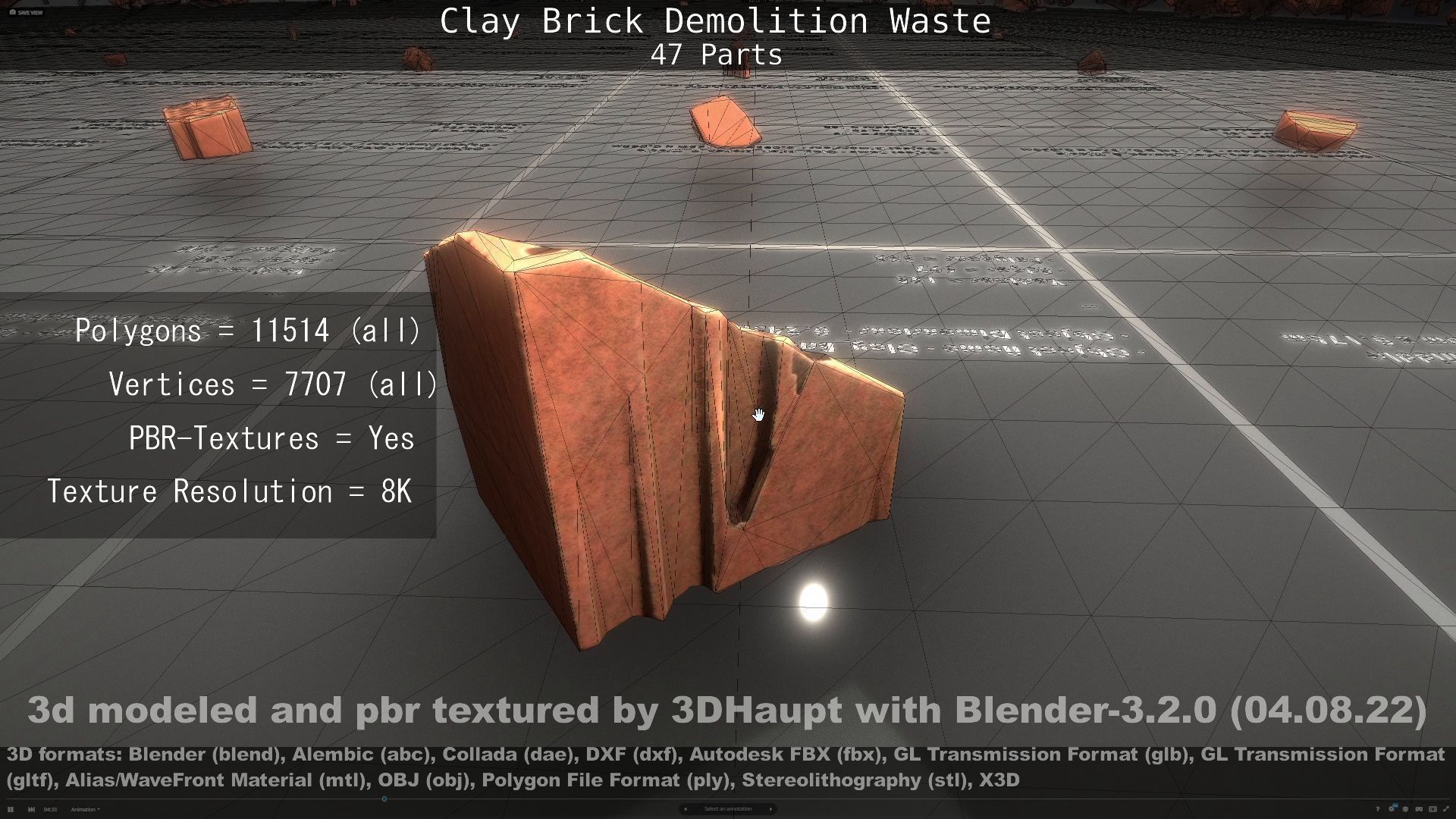 Clay Brick Demolition Waste Low-poly 3D model_104
